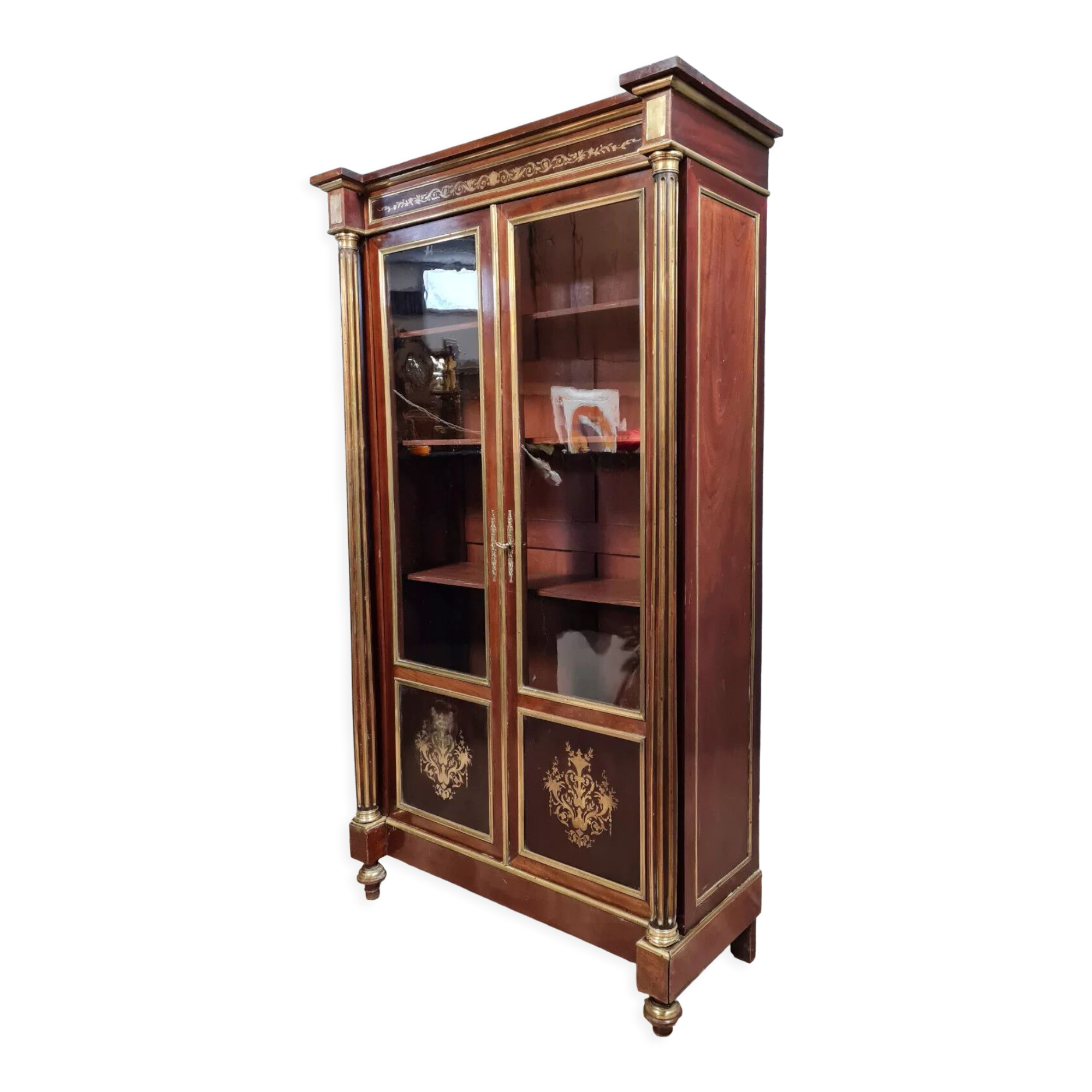 Library period Napoleon III in marquetry Boulle around 1850