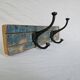 Solid teak coat hook with 2 double cast iron hooks