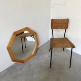 80s hexagonal pine mirror