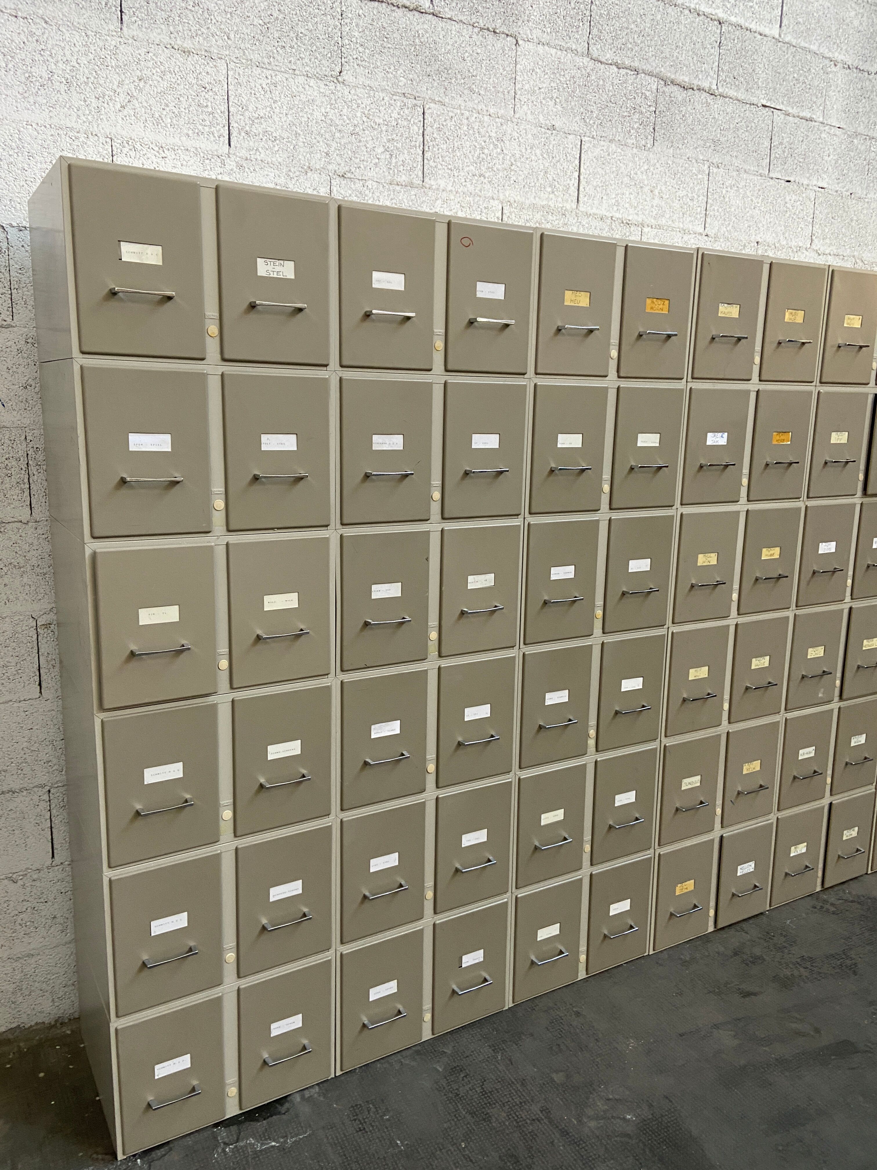huge Trade furniture Archiving furniture 168 drawers metal filing cabinet Industrial VAL REX 1960s 64