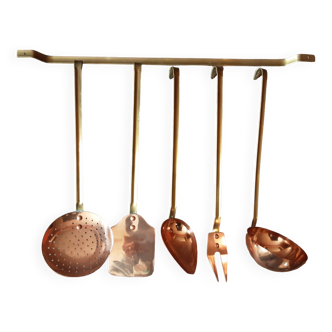 Copper kitchen utensil set