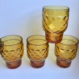 Set of 4 amber glasses Pernod 70s