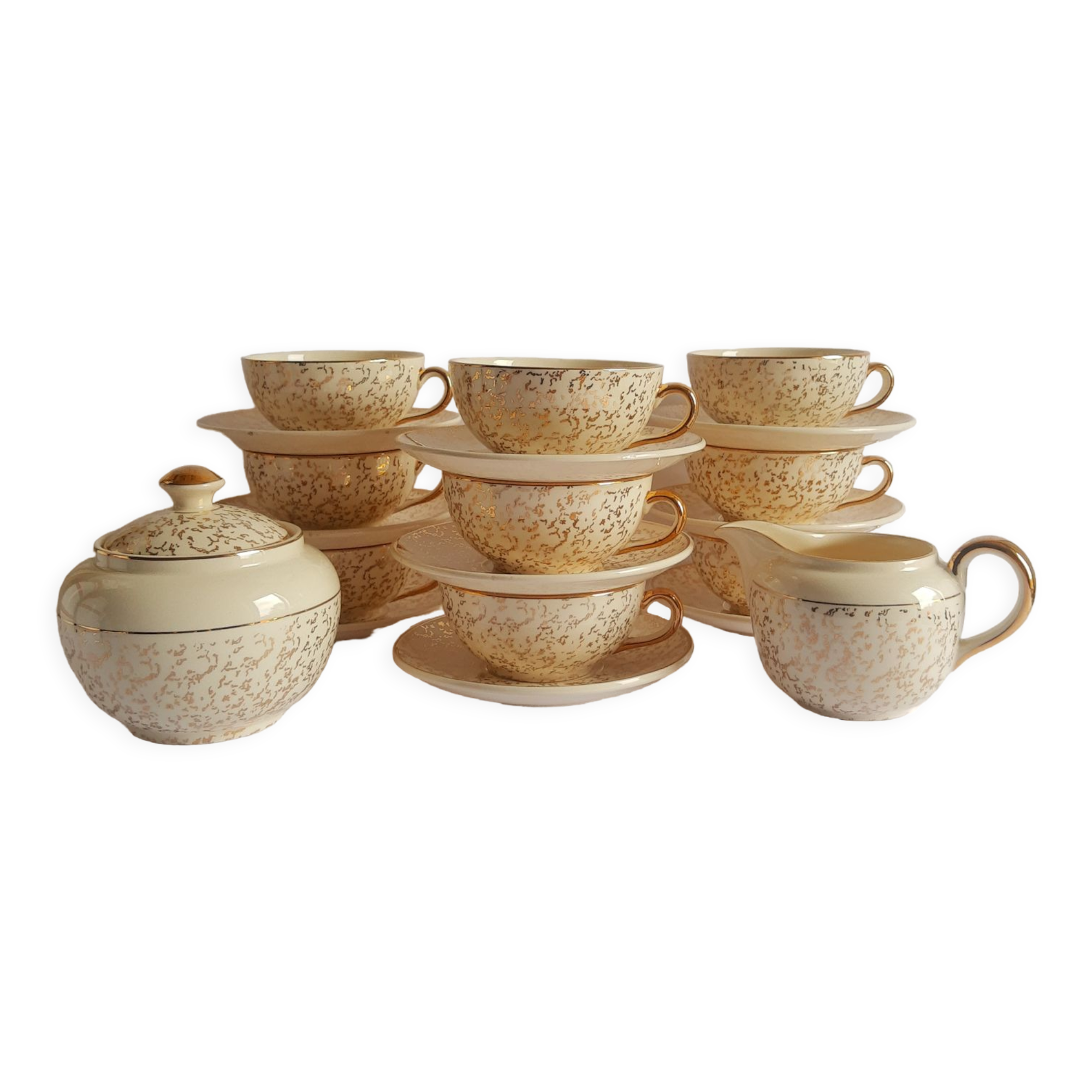 Villeroy and Boch coffee set 9 cups and vintage sugar and milk pot