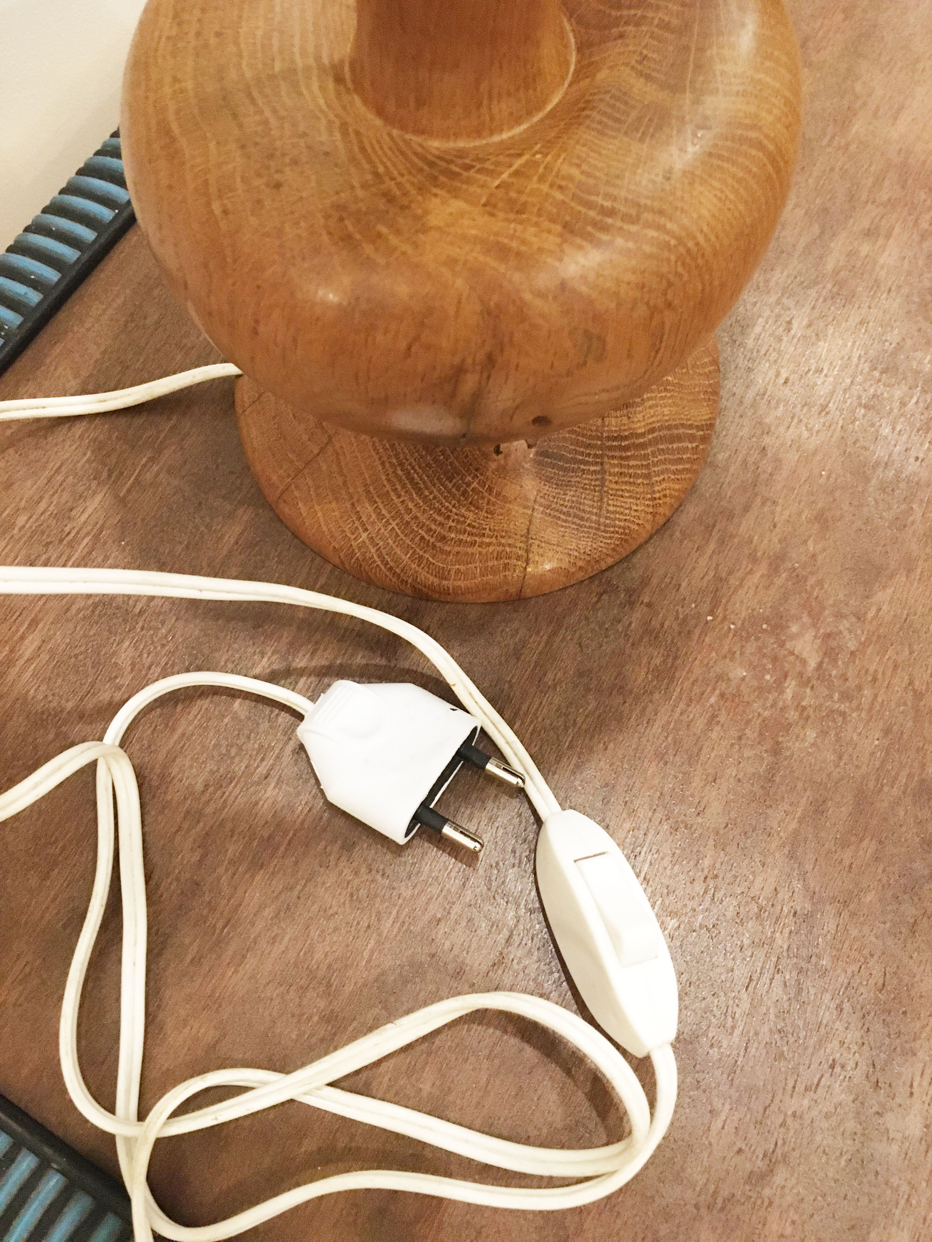 Large vintage turned wooden lamp