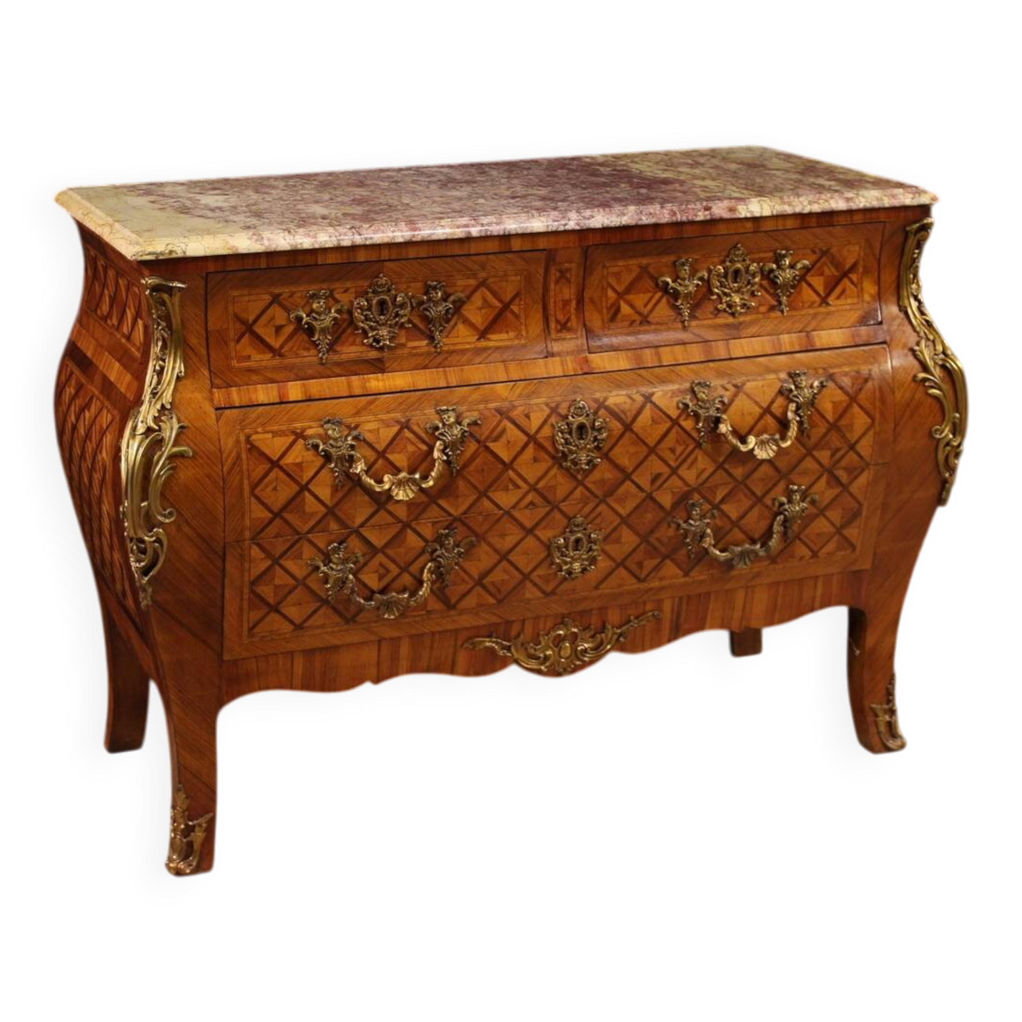 20th century French Louis XV style inlaid chest of drawers