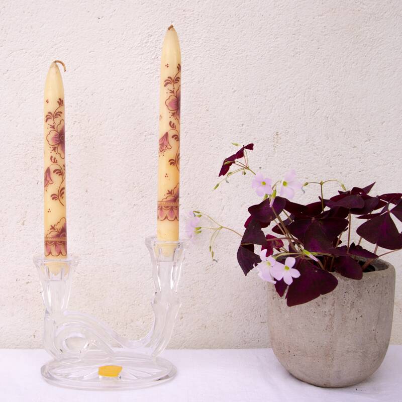west Germany double glass candle holder