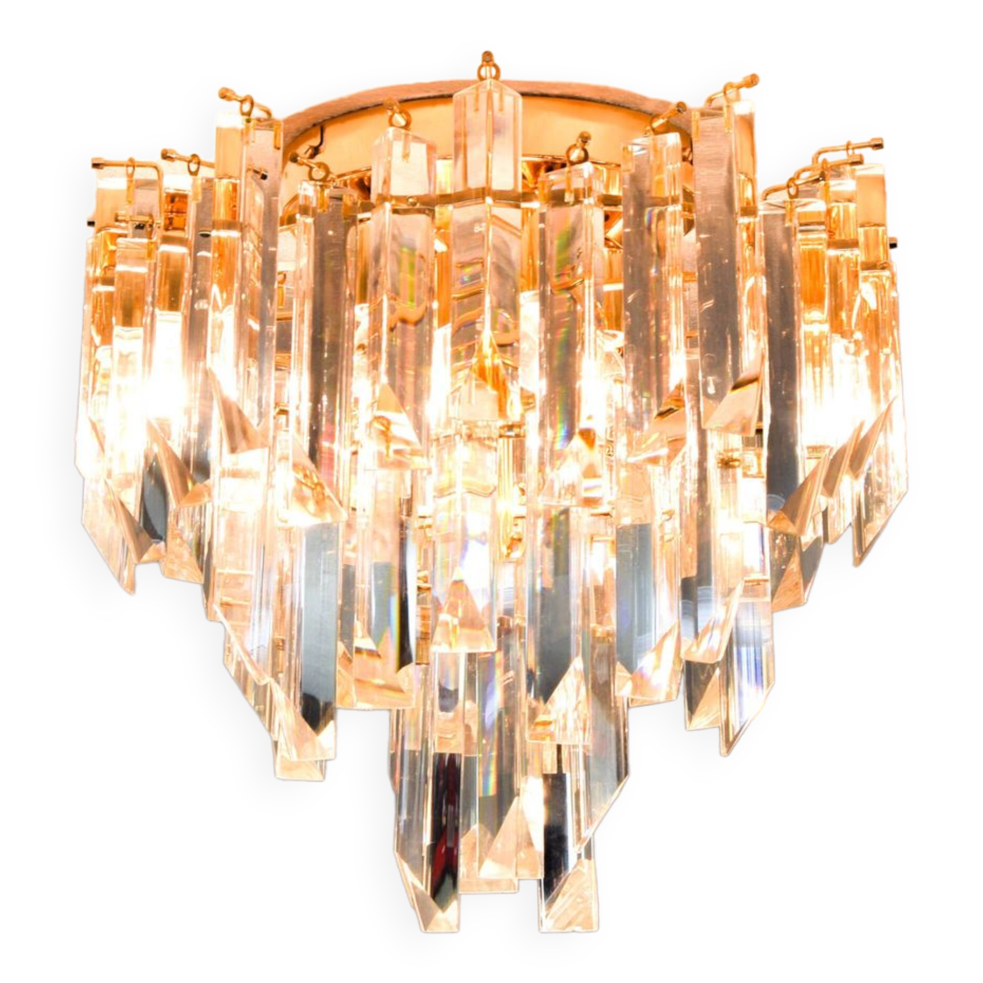 Mid-century modern Italian Venini chandelier in Murano glass Triedri