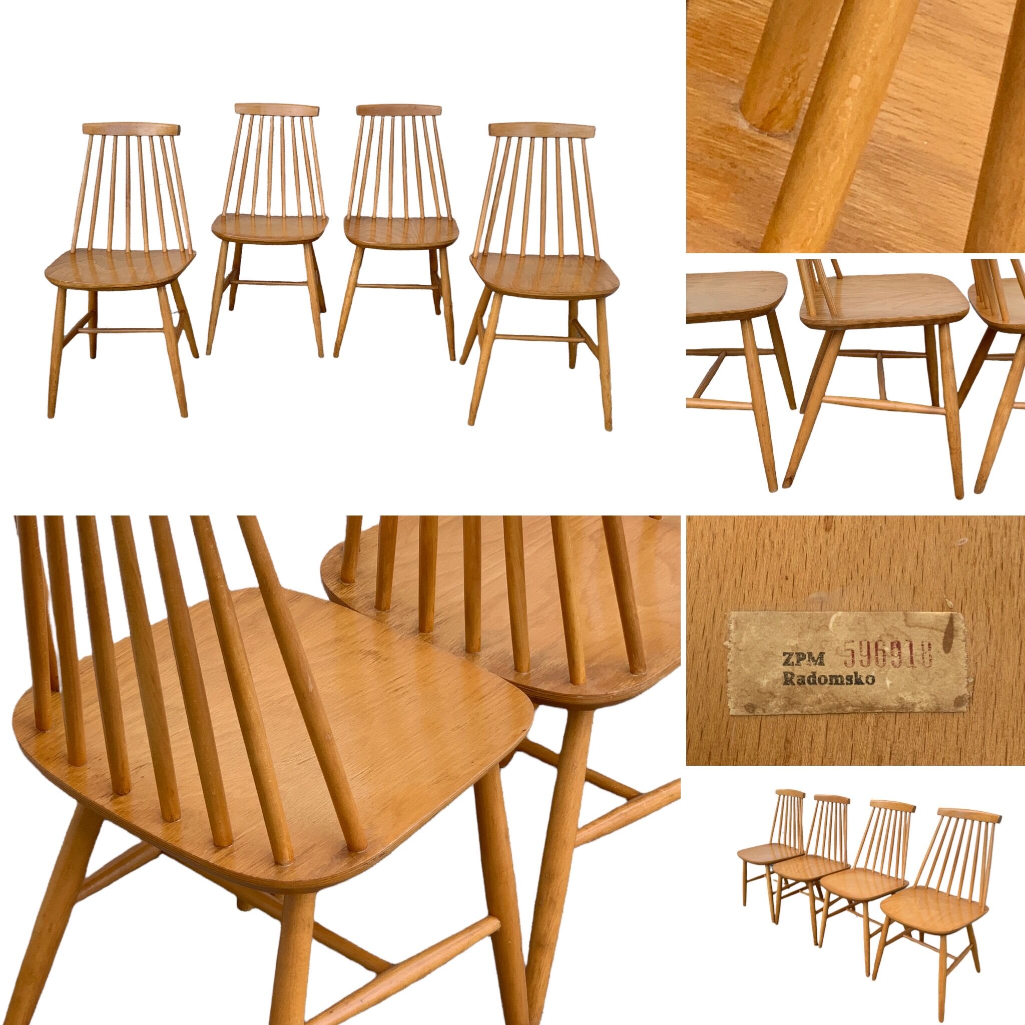 Chaises scandinaves Pinnstol ZPM Radomsko 1950