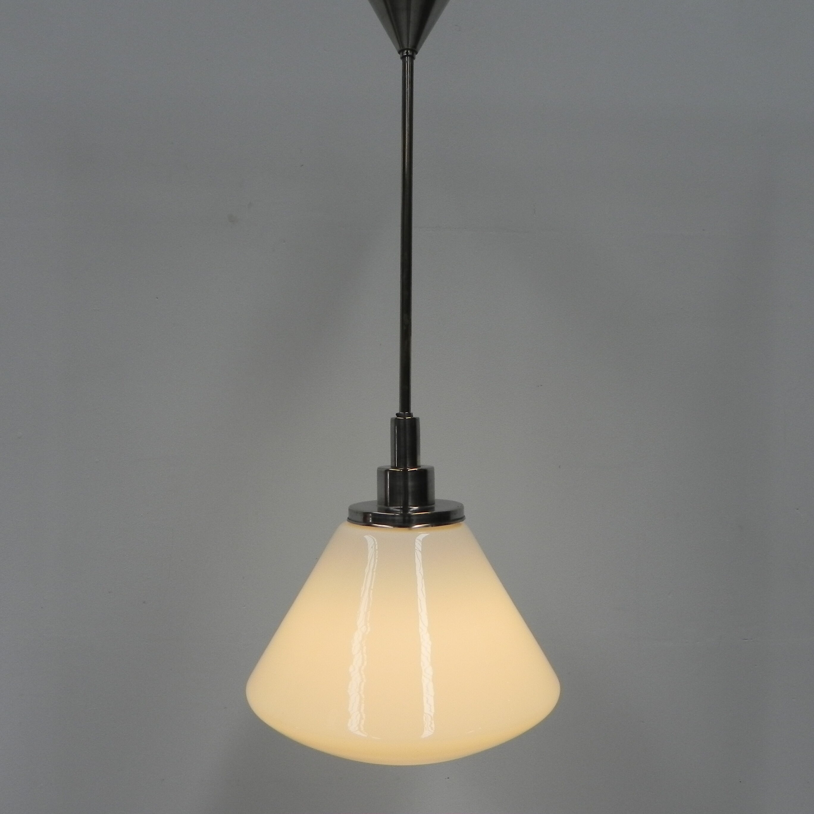 Art Deco school lamp with white glass shade