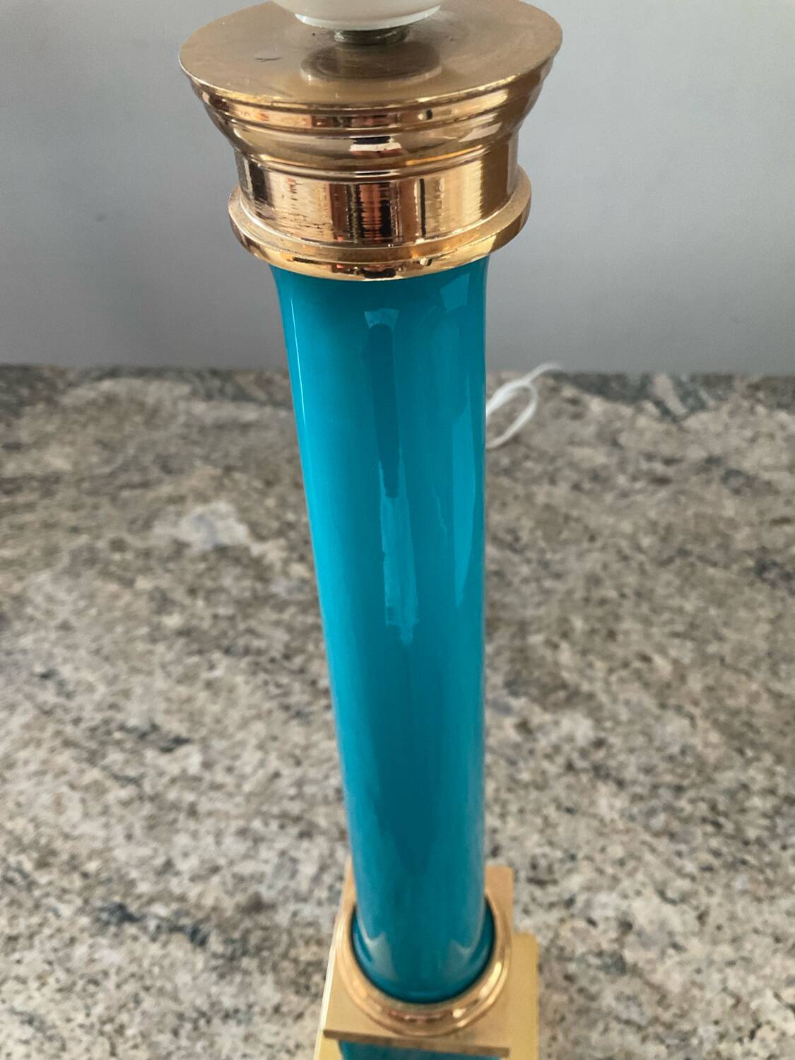 Vintage column lamp base in opaline and brass