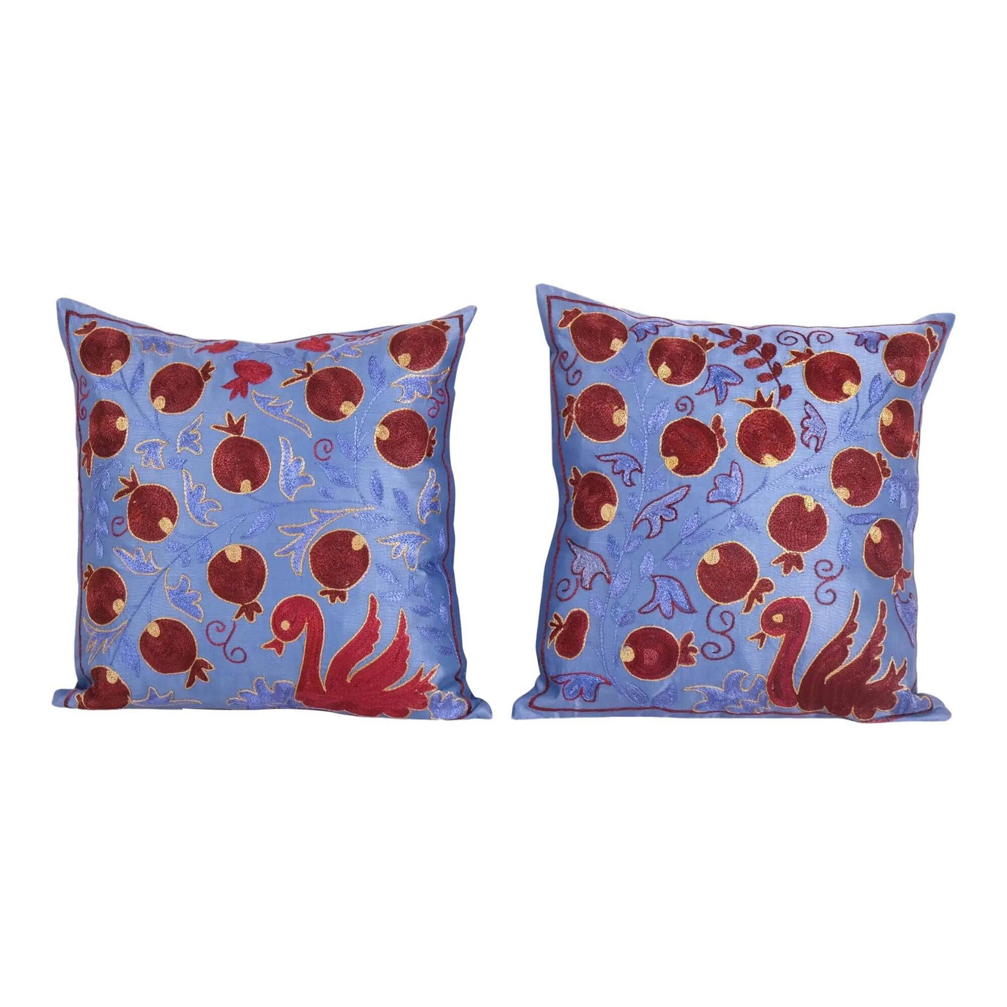 Set of 2 vintage embroidered cushion covers 46x46 cm