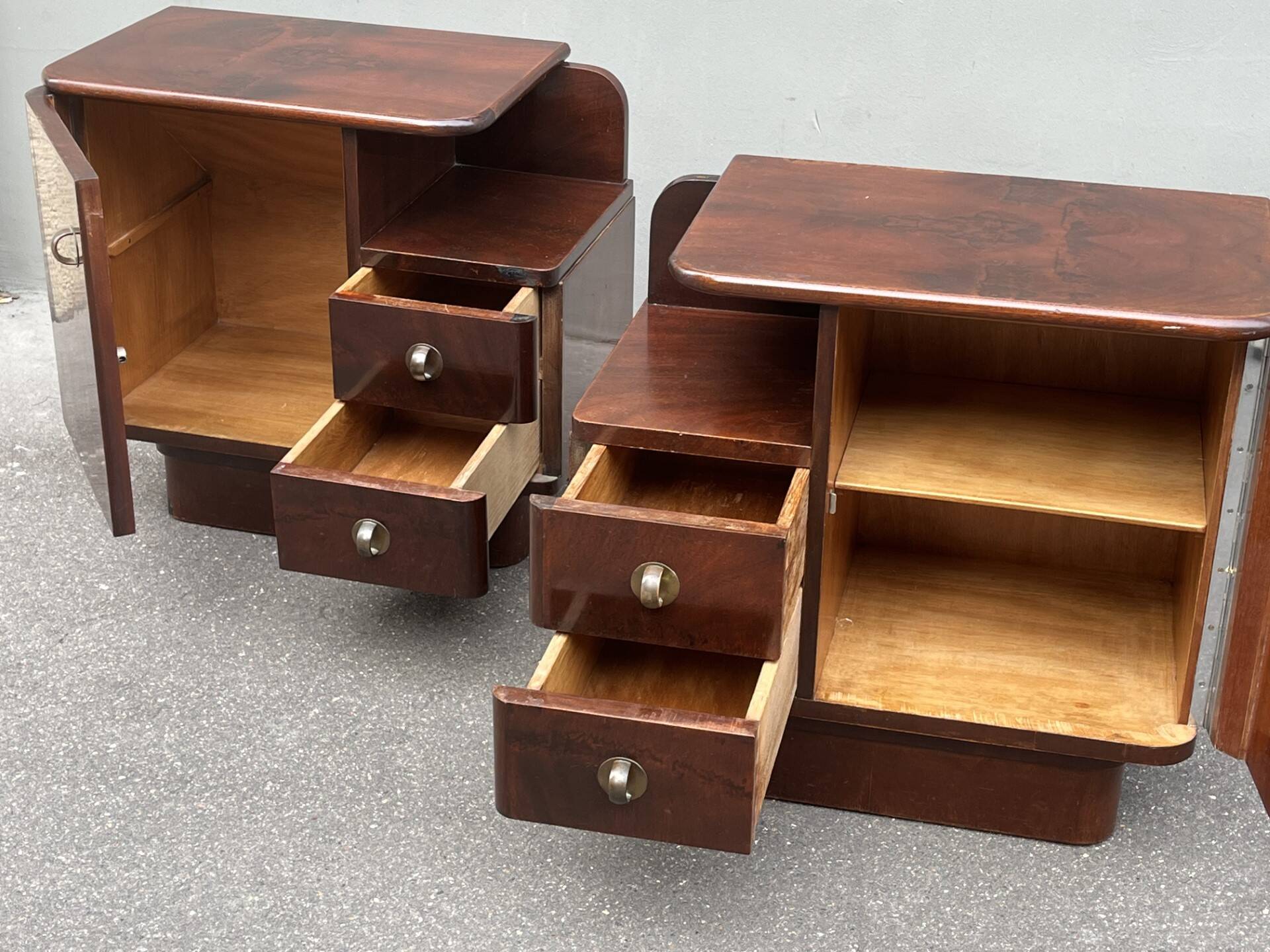 Pair of Art Deco Mahogany bedside tables