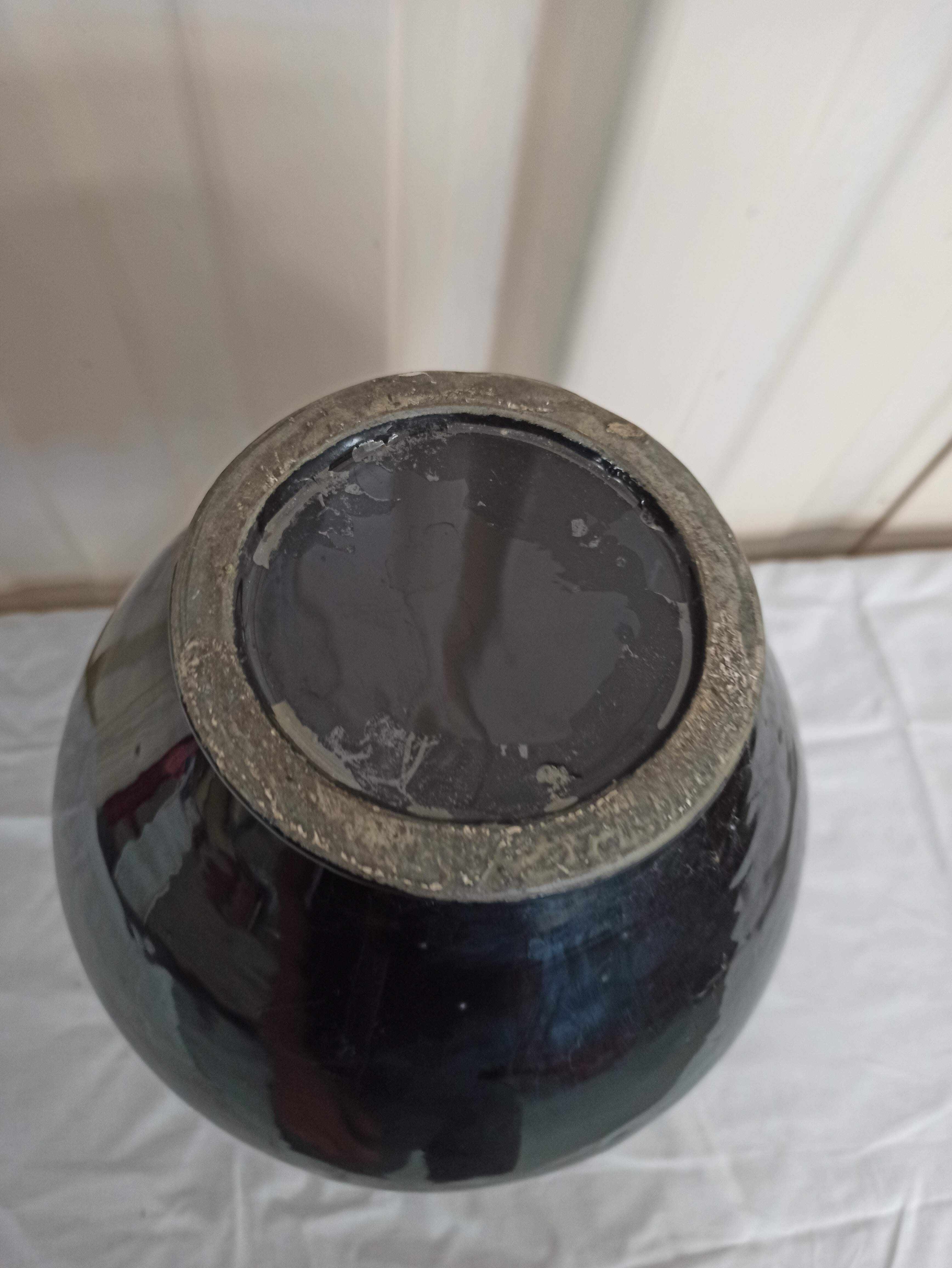 Vase 33 cm black flower picnic in vallauris taste