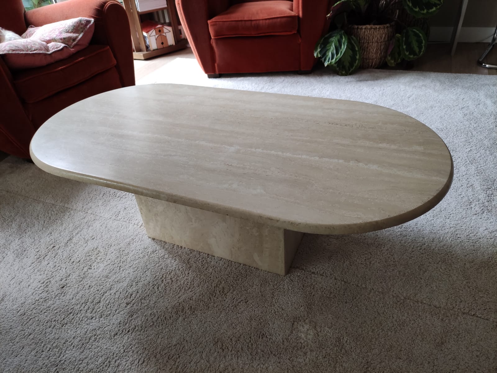 Travertine coffee table