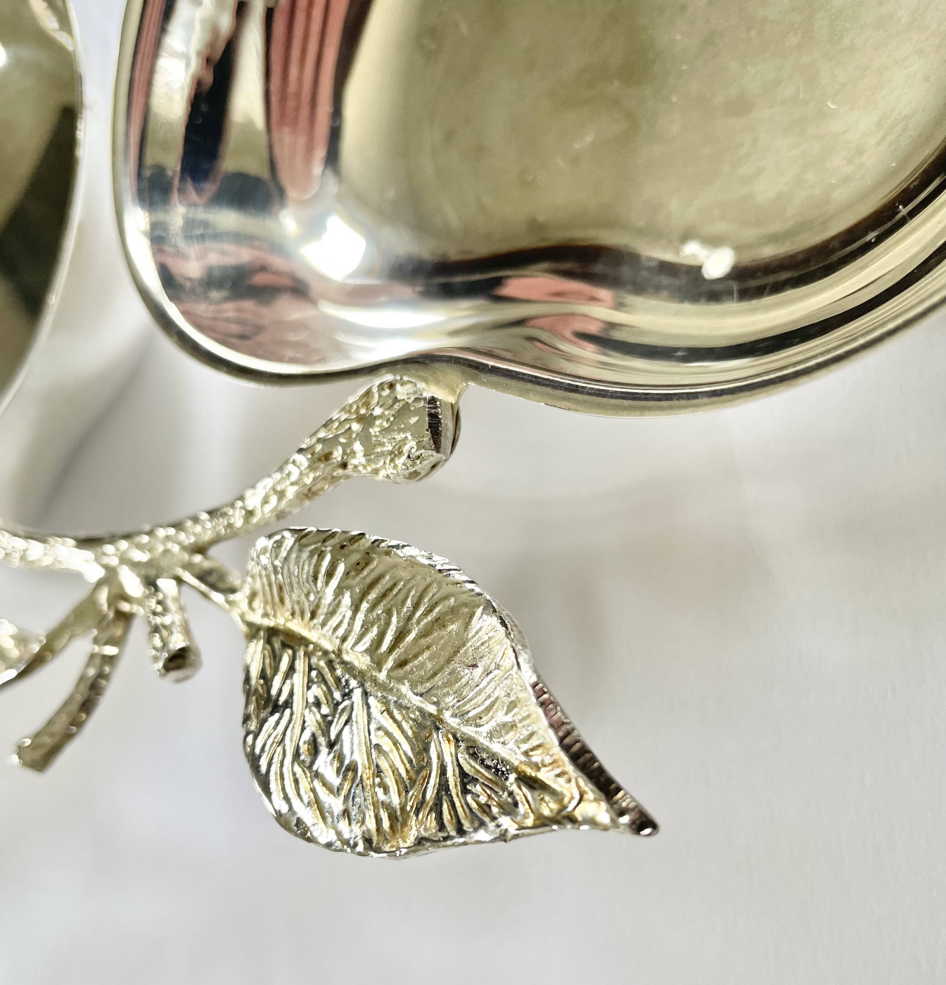 Vintage double apple metal silver-plated pocket tray – 1970s