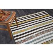 1970s Vintage Turkish Hand-Knotted Wool Cotton Green Runner Rug 139x323