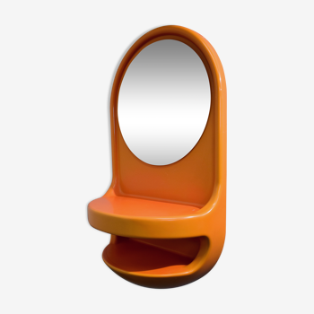 Miroir orange par ILSE avec tablette 1970