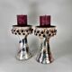 Pair of candle holders in vintage Danish ceramic 1970 signed