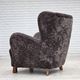1960s, Danish design, reupholstered armchair, genuine sheepskin.