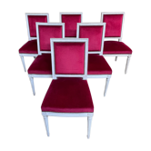 Suite of 6 louis XVI style chairs red velvet
