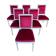 Suite de 6 chaises de style Louis XVI velours rouge