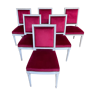 Suite de 6 chaises de style Louis XVI velours rouge