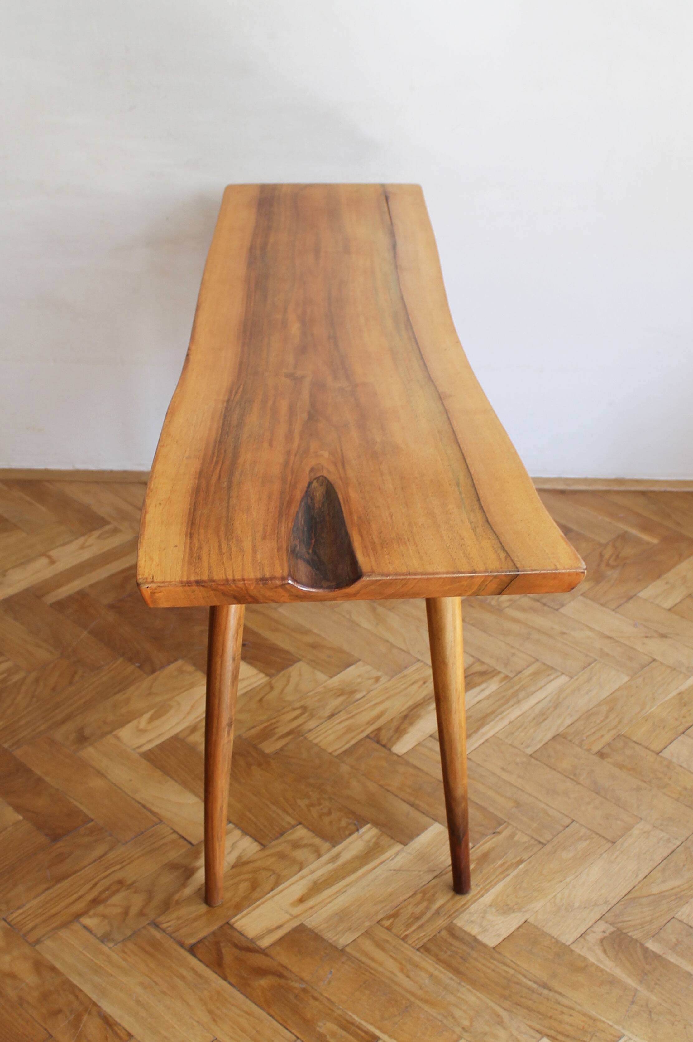 1960s Organic Solid Oak Side Table
