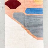 Tapis fait main multicolore Orange, gris, bleu, jaune... taille 150x250cm