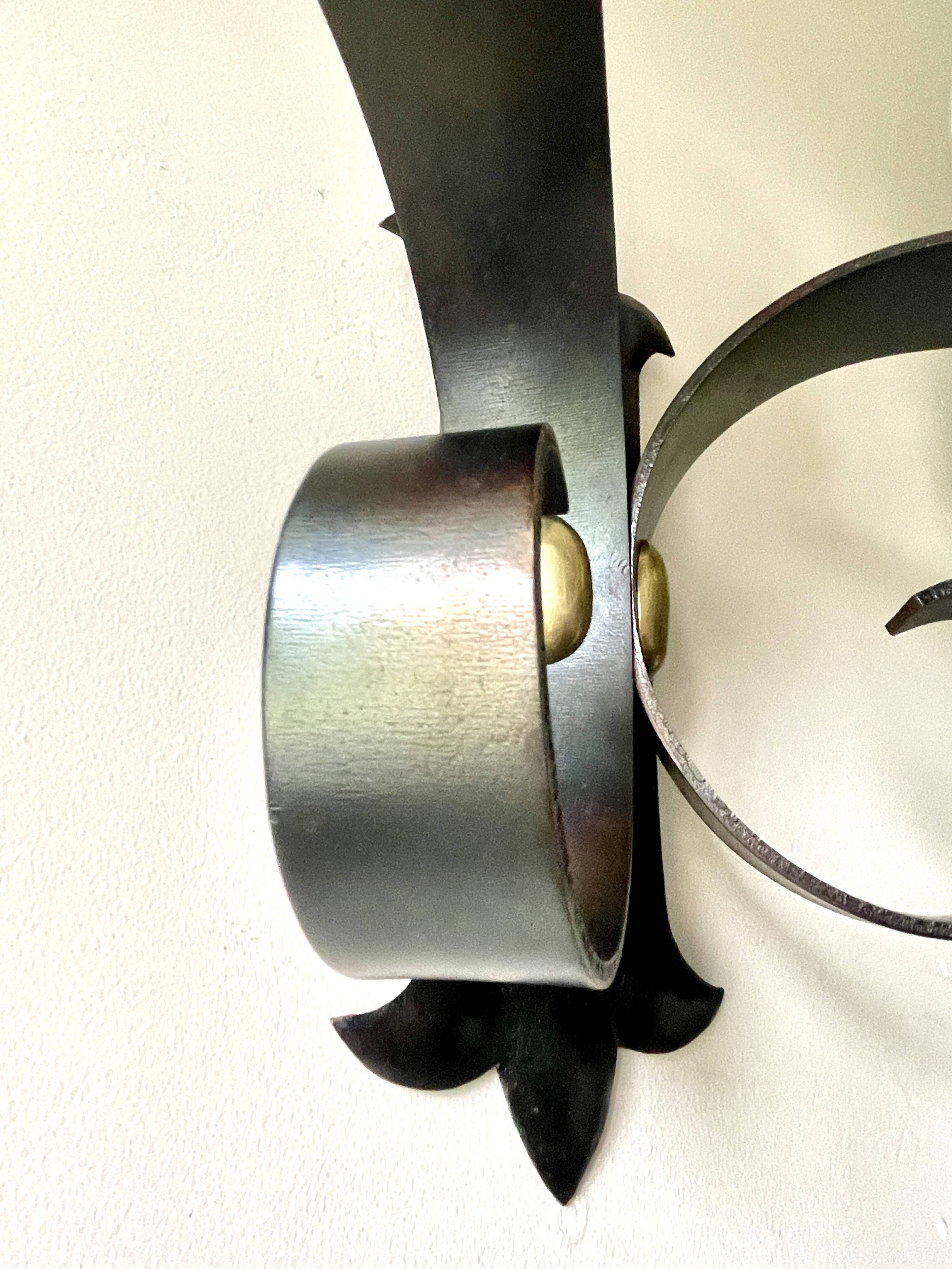 Large brutalist wall light by Jean Perzel