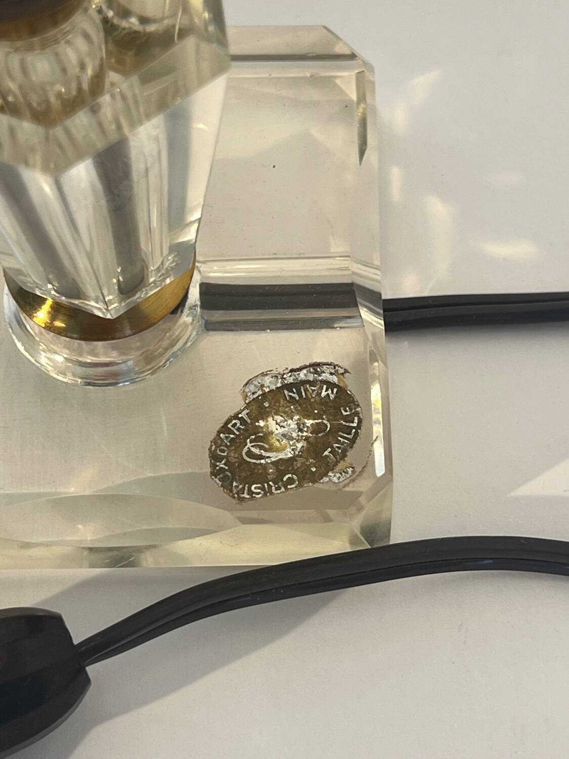 Vintage Holophane glass tulip crystal table lamp