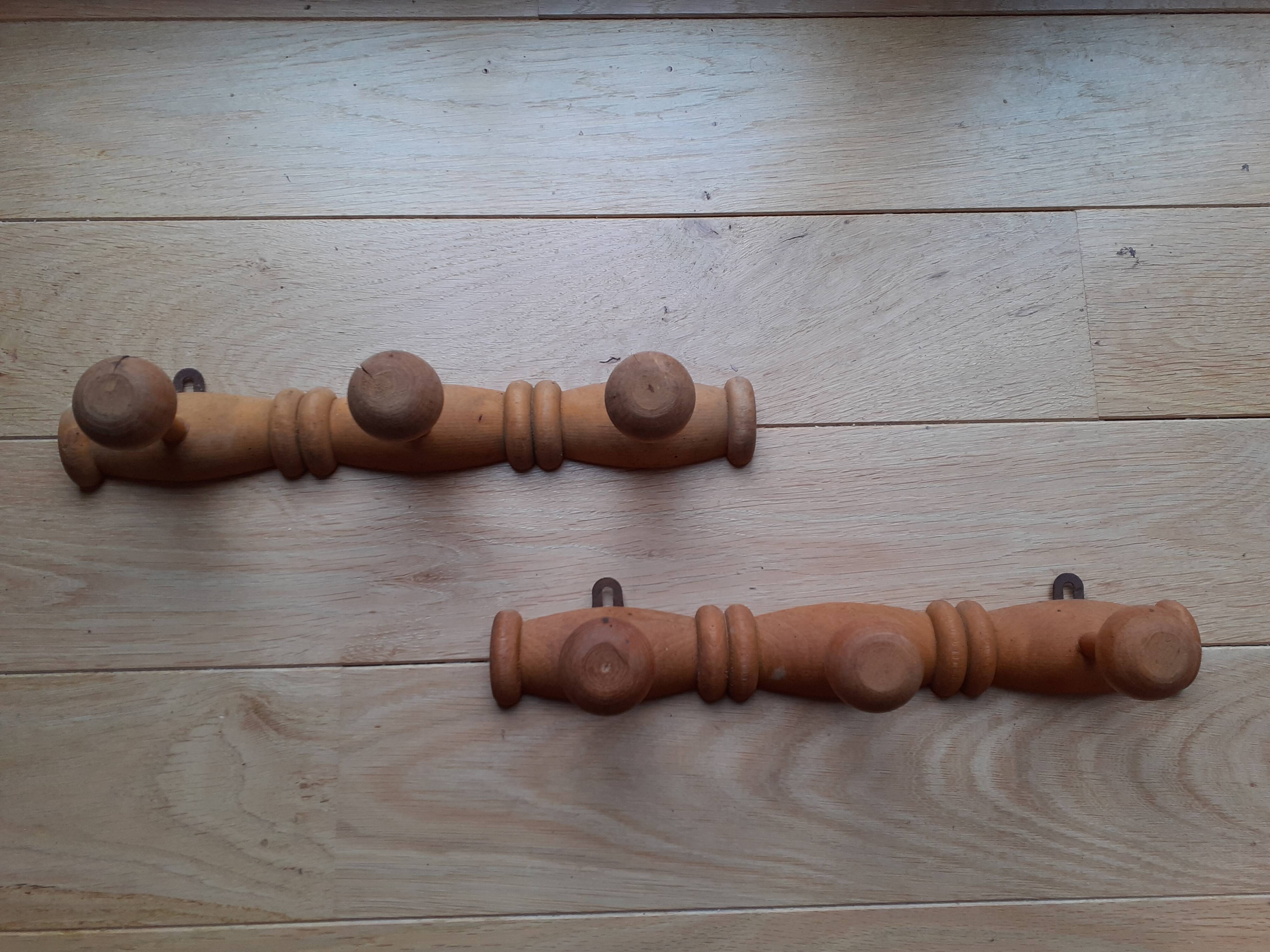 Pair of antique 3 hooks