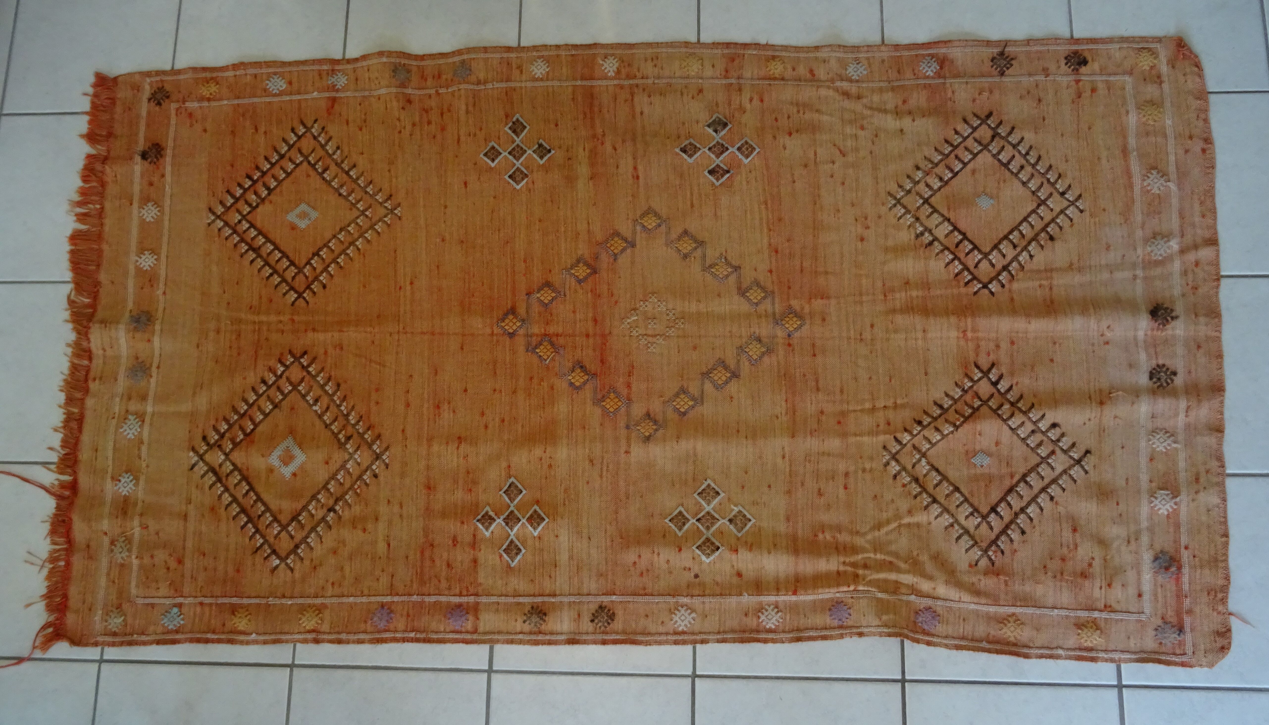 Berber carpet sabra Morocco plant fibers around 1930
