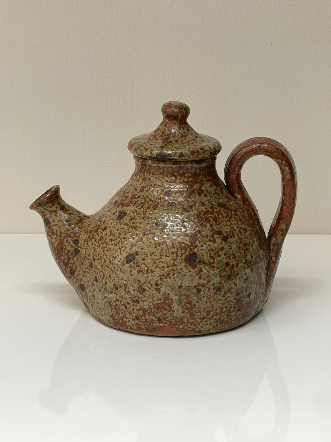 Vintage glazed ceramic sculptural teapot from the 1970s.