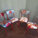 Schoolboy chair lined with colorful fabric