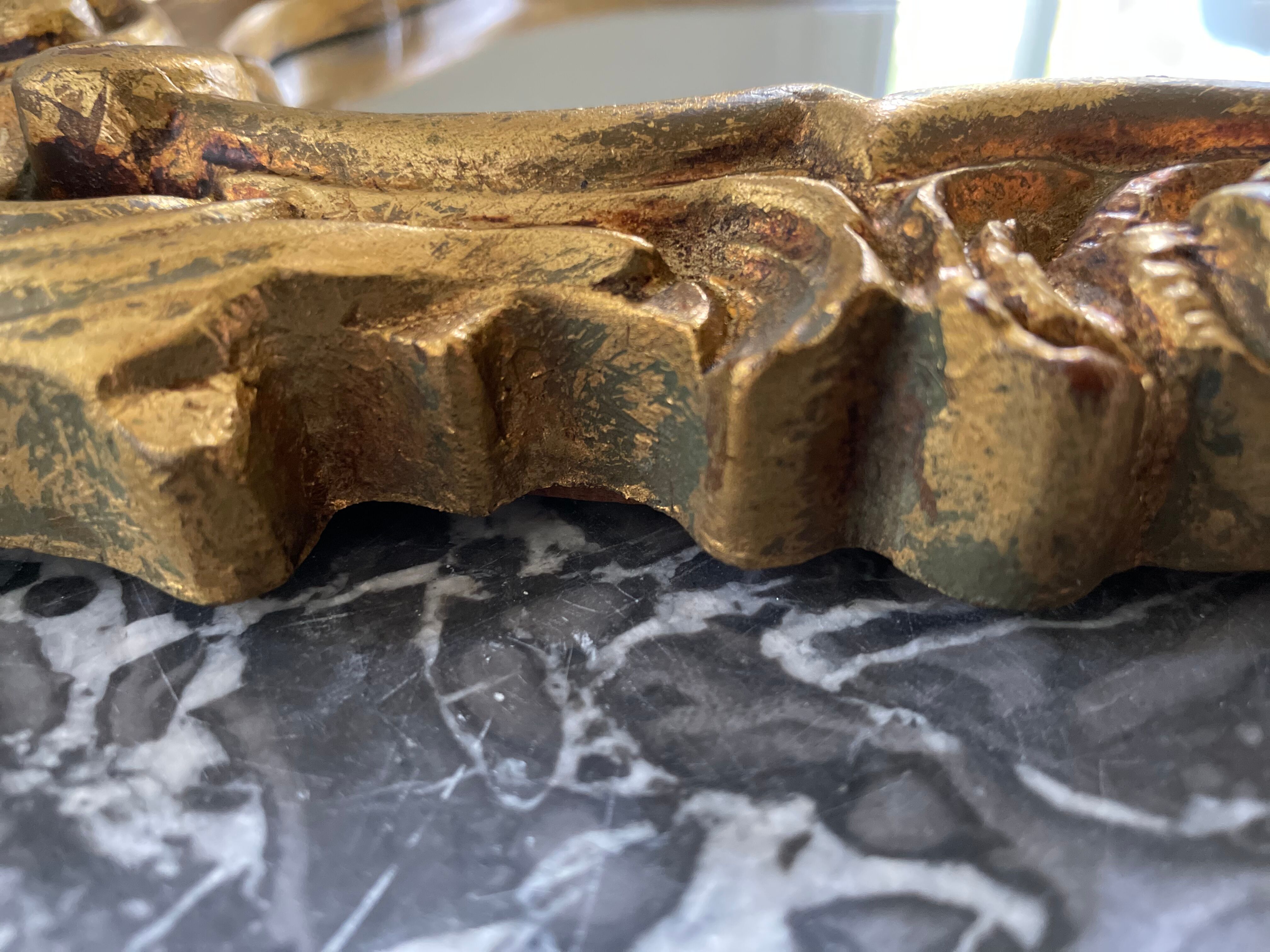 Golden mirror decorated with rose 60s - 43x23cm