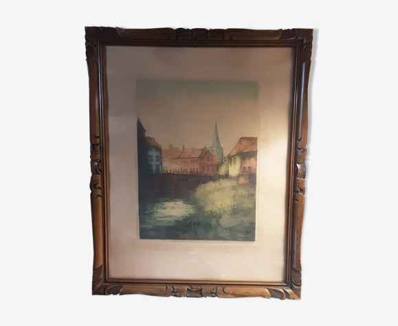 Tableau ancien sous verre - signé