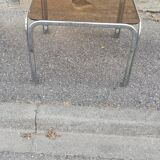Vintage coffee table chrome and smoked glass