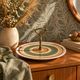 Vintage presentation plate Gien – Sage green and ochre