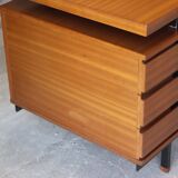 Mahogany veneer desk by Pierre Guariche for Minvielle, 1950s