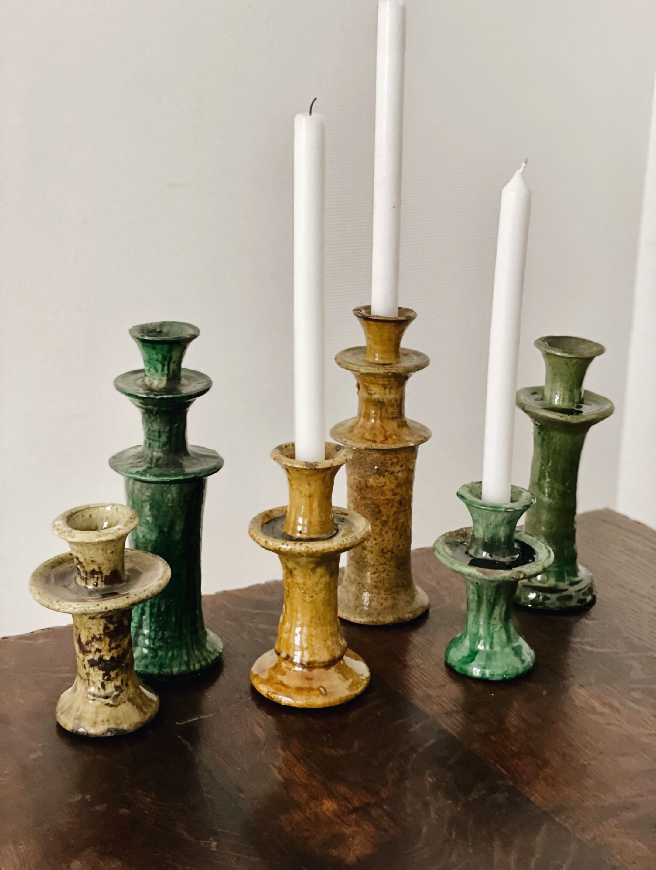 Tamegroute candlestick candlestick enamelled yellow ochre S H15 cm