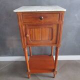 Old pine bedside table, marble top
