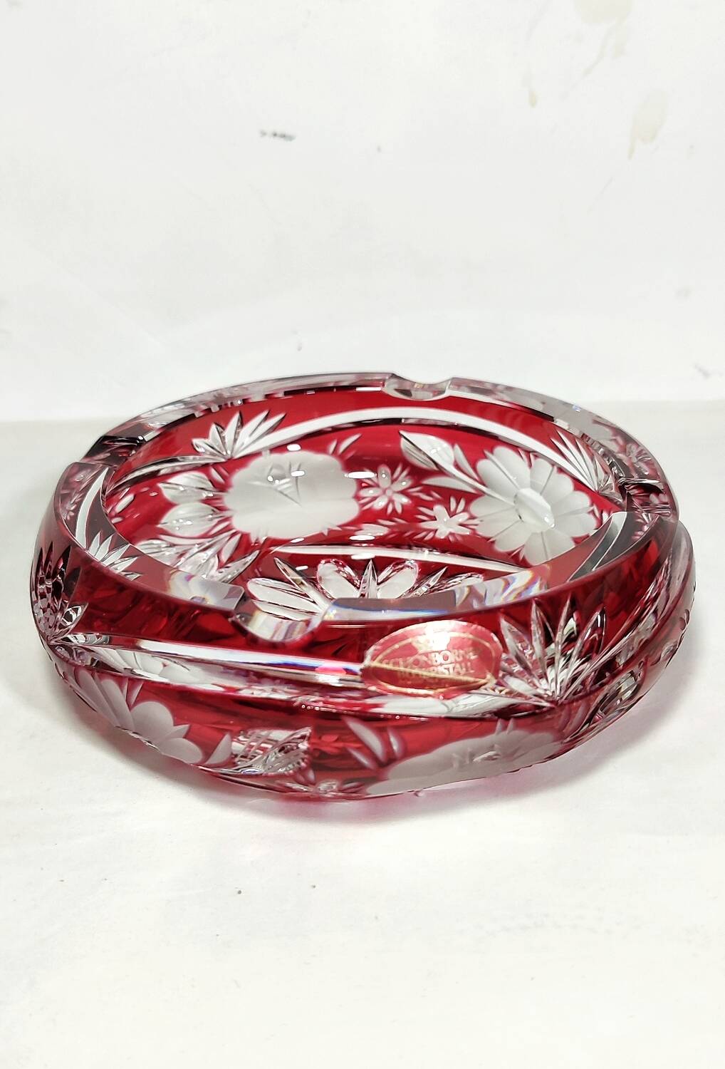 Cenicero de cristal tallado "Schonborner Bleikristal". Alemania, 1970s.