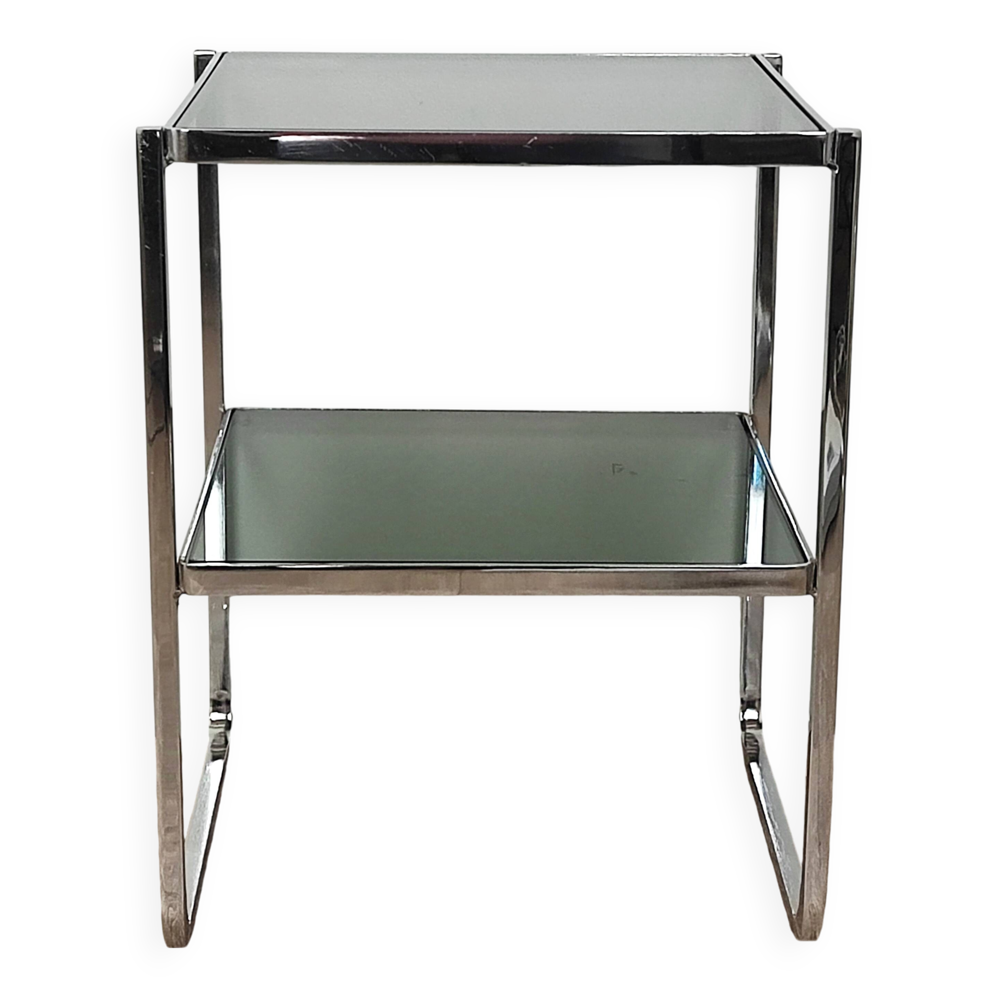 Chrome and glass side table