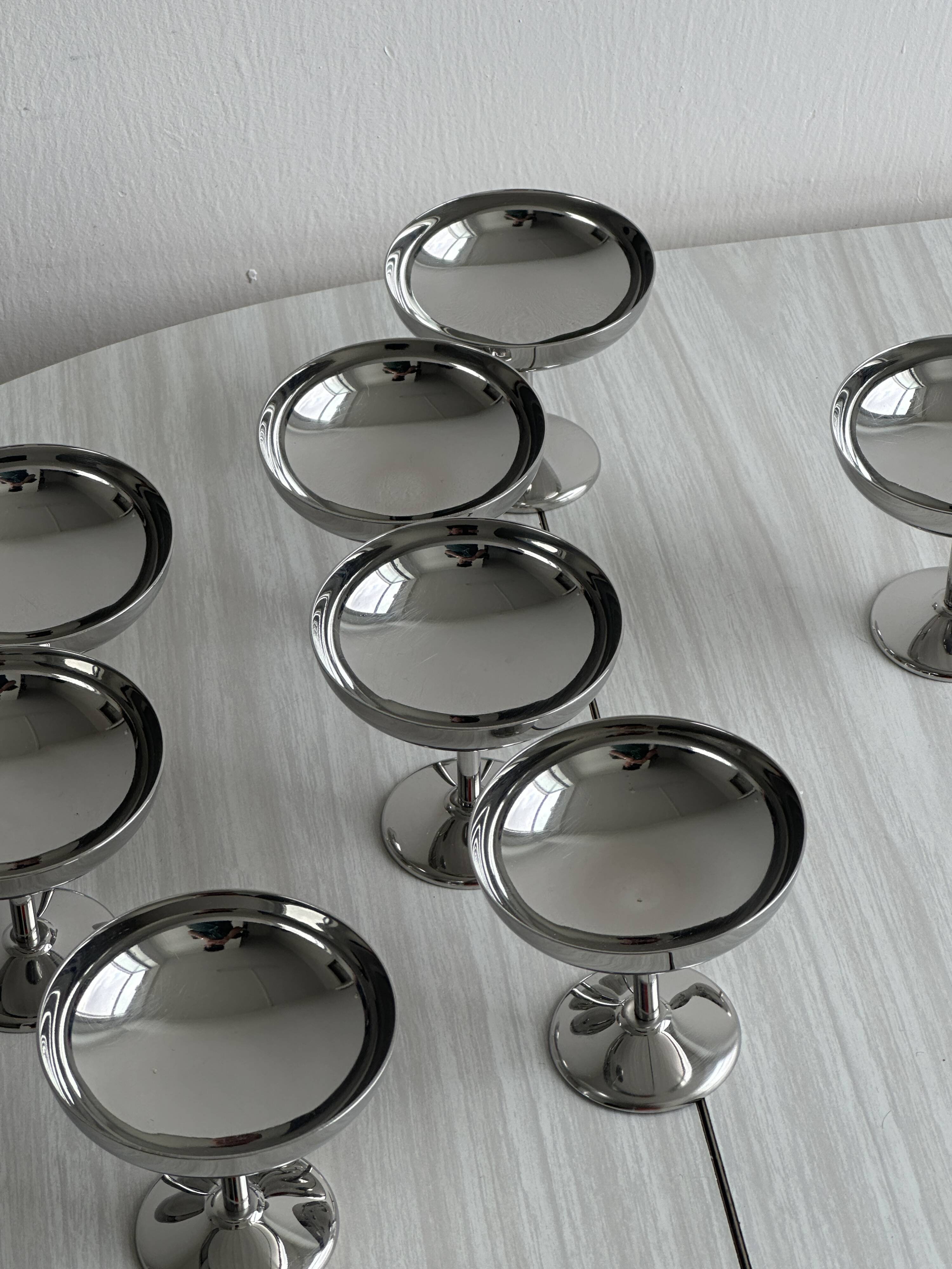 8 stainless steel footed bowls, Letang Remy style, made in France