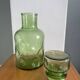 Carafe verte en verre bullé vintage