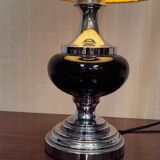 Vintage ceramic table lamp and chrome metal