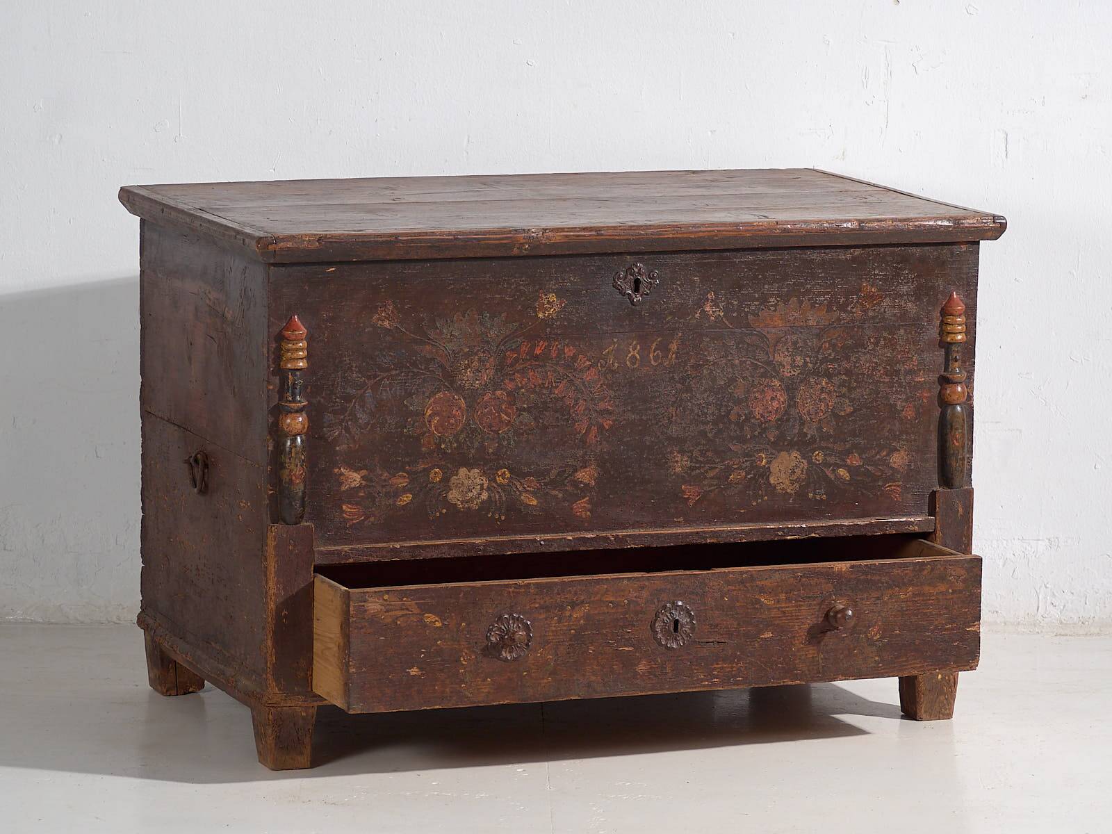 Antique storage trunk dated 1861 #23