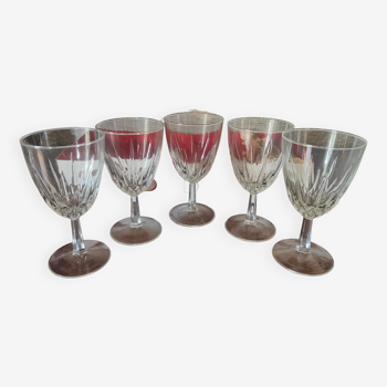 5 Crystal water glasses of Arques model Durand diamond