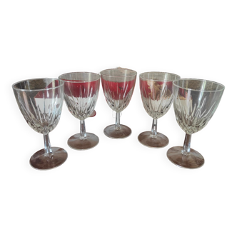 5 verres à eau cristal d'arques modèle durand diamant