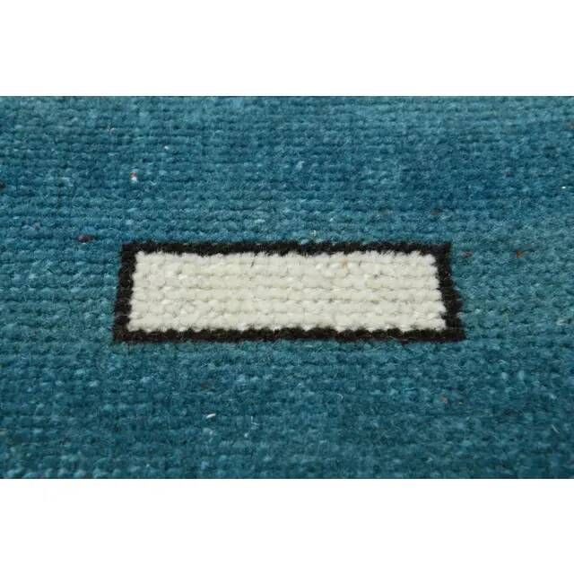 Vintage Turkish Oushak handmade wool cotton blue area rug 204x304